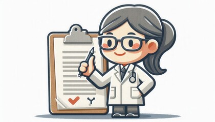 Healthcare professional with checklist office setting digital illustration animated informative