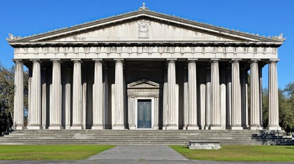 Ancient Greek-style building with columns and steps