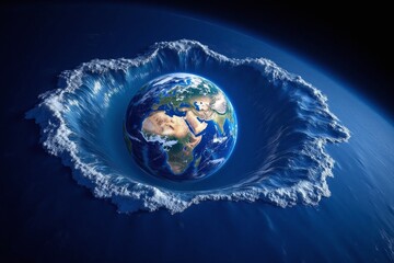 Fototapeta premium the earth floating in the ocean