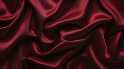 Obraz premium A close-up view of rich, deep red silk fabric, showcasing its smooth, flowing texture and elegant drapes.