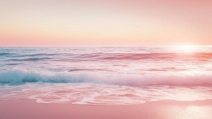 A serene seascape at sunset, with soft pastel colors dominating the scene. 