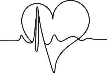 Heart Cardiogram Continuous Line Art Vector