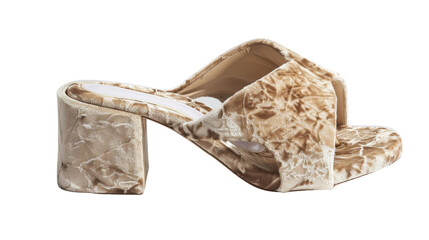 Beige velvet crisscross high heel sandals isolated on transparent background