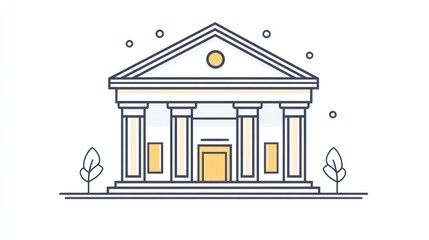 Classic Building Facade Illustration, Exterior Design, Architectural Drawing, Simple Sketch, Vector Art, for Educational Use