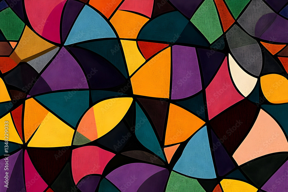 Poster vibrant abstract geometric mosaic pattern with bold color blocks