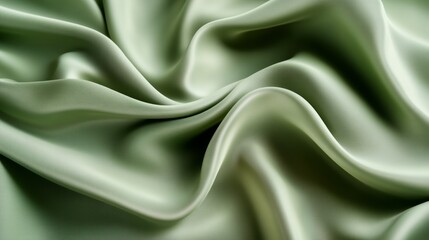 Obraz premium minimalist fabric art installation, undulating silk-like surfaces, sage green rose gold forest green palette, 3d abstract waves, pristine material shading, architectural curves design, premium