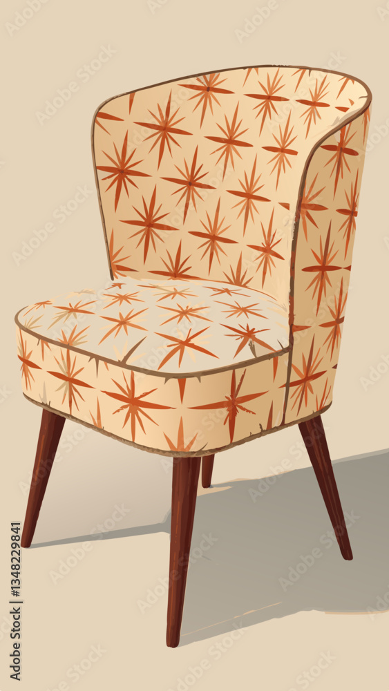 Aufkleber unique retro chair showcasing vibrant starburst pattern with mid-century design elegance in a minima