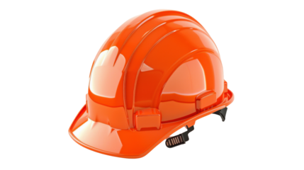 Orange safety helmet isolated on transparent background: ensuring protection in hazardous environments