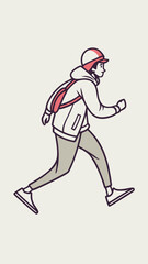 Obraz premium Fast Logo Template Icon Illustration Representing a Person in Motion With a Vibrant Backpack and Stylish Outfit Generative AI