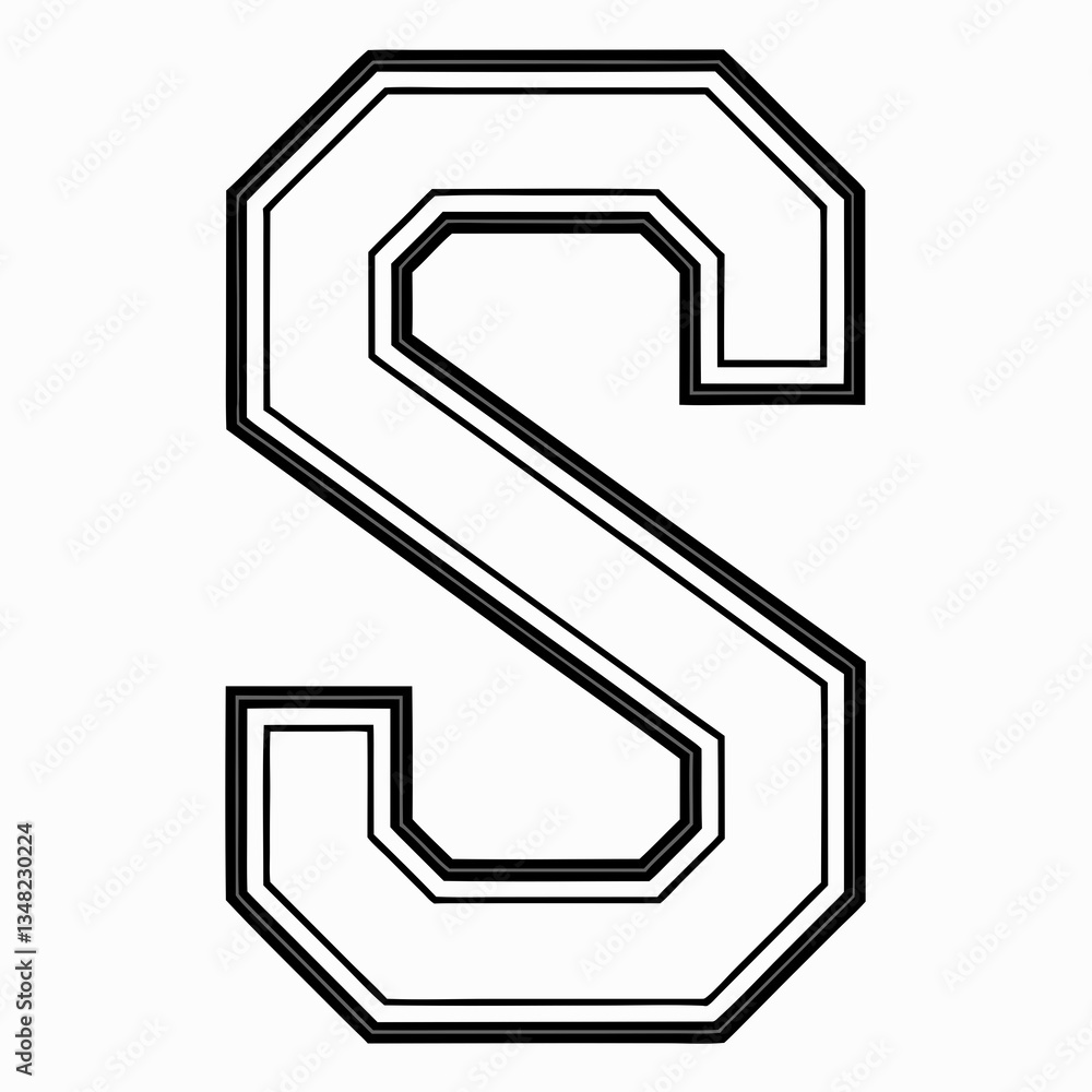 Poster stylized letter s vector logo design isolated on white background with bold lines and geometric shap