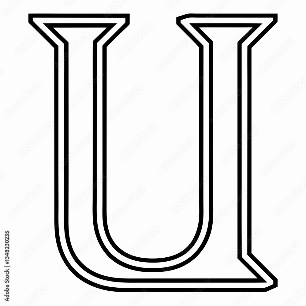 Poster vector representation of letter u in a minimalist style on a clean white background showcasing moder