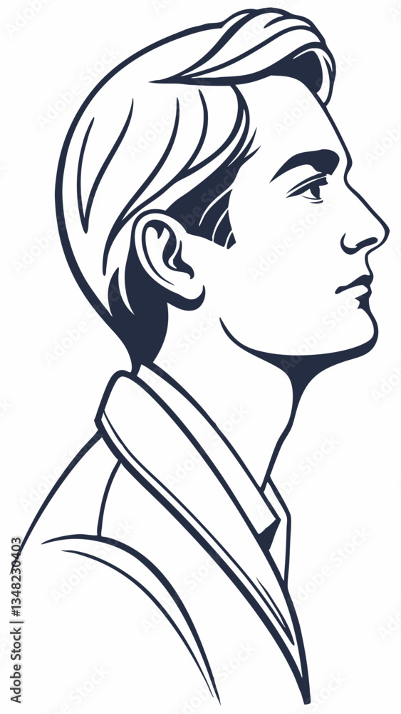 Poster minimalist man avatar in profile showcasing clean lines and subtle details for modern digital design