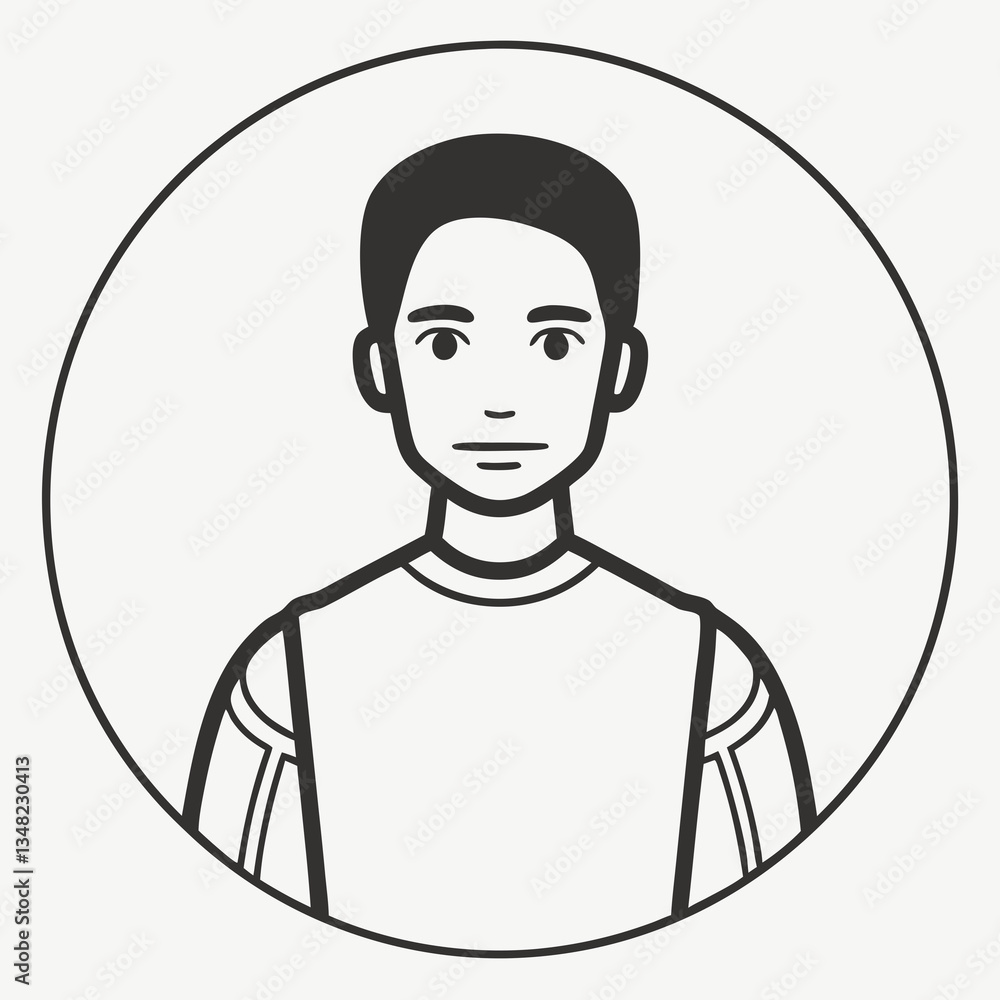 Aufkleber minimalist vector silhouette icon depicting a young person with a neutral expression and simple clot