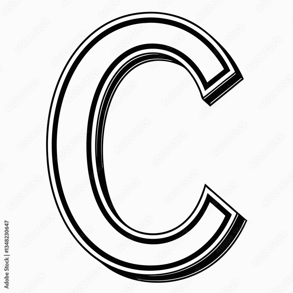 Poster vector logo design featuring a bold letter c, isolated on a clean white background for versatile bra