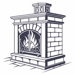 Cozy Fireplace Silhouette Icon With Elegant Design and Decorative Elements Creating a Warm Atmosphere Generative AI