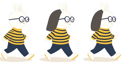 Walking Rabbit Animation Frames.