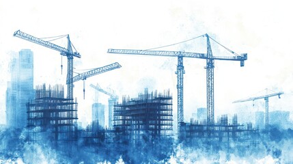 Fototapeta premium City Construction Site Watercolor