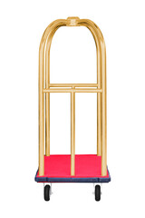 Golden steel luxury trolley bag, hotel baggage cart