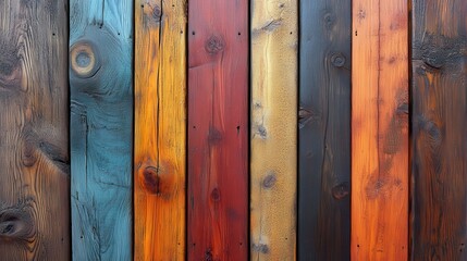 Fototapeta premium Colorful Wood Plank Fence Background