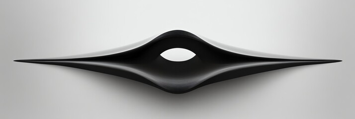 Fototapeta premium Abstract Black Sculpture with Central Hole on White Background in Studio