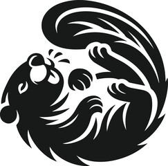 Beaver rolling onto its back and tail flopping vector