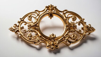 Ornate golden decorative frame with intricate floral patterns and a central opening.