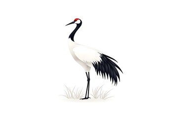 Obraz premium Crane standing in grass, illustration, nature, wildlife