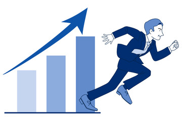 右肩上がりの営業成績と仕事が順調なビジネスマン　ミドル男性　