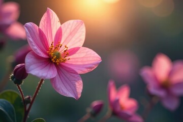 Obraz premium A delicate flower amidst the soft haze of morning, bloom, atmospheric