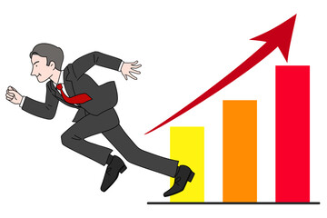 右肩上がりの営業成績と仕事が順調なビジネスマン　ミドル男性　