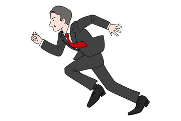 全力で走るビジネスマン　ミドル男性　