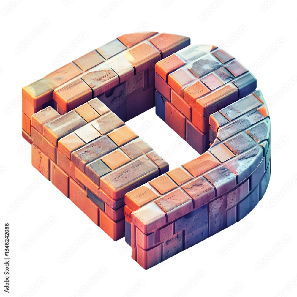 Fototapete letters d, alphabet made 3d designing an isometric perspective, making them appear like blocks or st