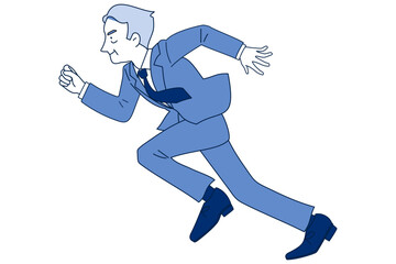 全力で走るビジネスマン　シニア男性　