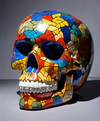 human skull on black background
