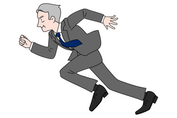 全力で走るビジネスマン　シニア男性　