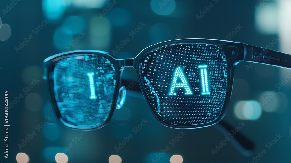 Poster glasses displaying ai technology representing the future of artificial intelligence