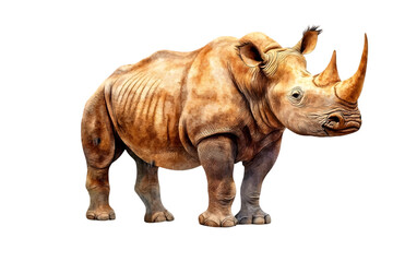Obraz premium Full Body Shot Of A Brown Rhinoceros Against Black Background