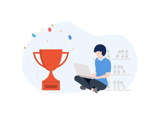 Succeed at working from home, vector illustration for web, presentation slides, print, etc