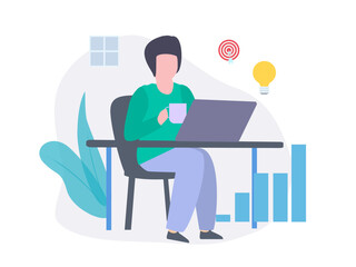 The Remote Work Productivity, vector illustration for web