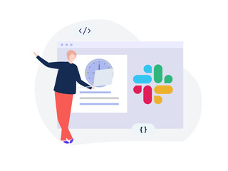 TrackingTime Slack Bot Is Here, vector illustration for web