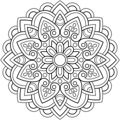 Mandala pattern Coloring book wallpaper design art. tile pattern greeting card sticker lace pattern and tattoo, yoga design. hand drawn mandala vector. on white background