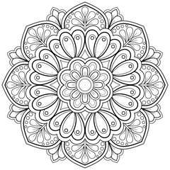 Mandala pattern Coloring book wallpaper design art. tile pattern greeting card sticker lace pattern and tattoo, yoga design. hand drawn mandala vector. on white background