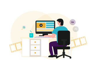 Video Editor flat vector illustration for website, app, print, presentation