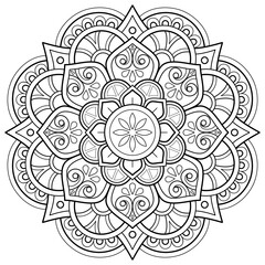 Mandala pattern Coloring book wallpaper design art. tile pattern greeting card sticker lace pattern and tattoo, yoga design. hand drawn mandala vector. on white background