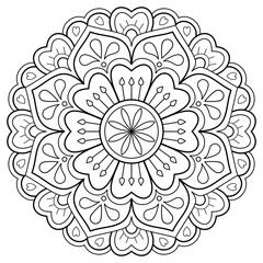 Mandala pattern Coloring book wallpaper design art. tile pattern greeting card sticker lace pattern and tattoo, yoga design. hand drawn mandala vector. on white background