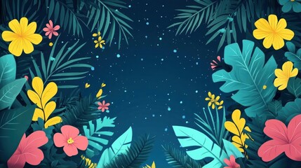 Naklejka premium Tropical Night Floral Design Background Image