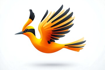 Obraz premium Vector illustration of a flying orange bird