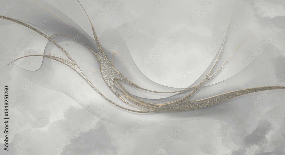 Aufkleber elegant abstract design featuring flowing lines and shimmering textures in soft gray and gold