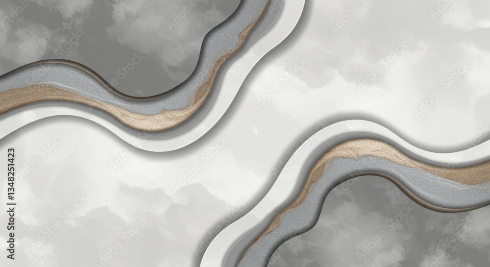Aufkleber modern abstract design featuring fluid shapes and neutral colors with textured elements