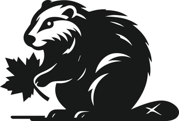 Beaver playing with a fallen leaf vector